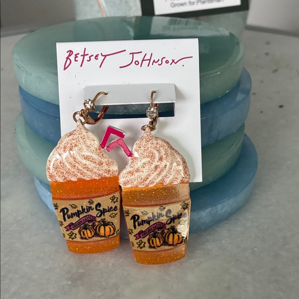 Betsey Johnson Pumpkin Spice Latte Earrings